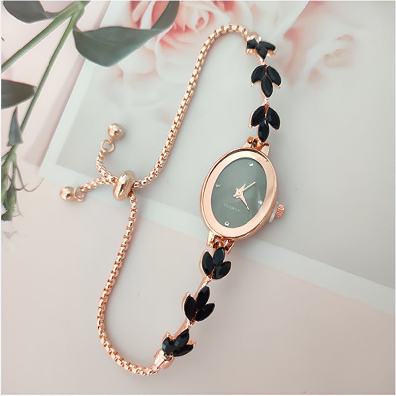 Wheat Diamond Women's Watch Free Adjustment Pull-out Women's $14.47 Dana Fashion Color: Black Women's Accessories Product information: Color: green, red, silver, gold, black, pink, purple, blue Thickness: 7mm Applicable people: Female Movement type: Quart
