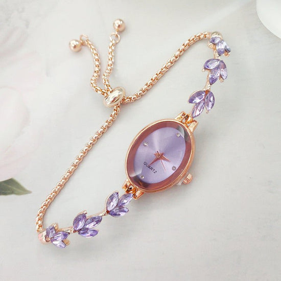 Wheat Diamond Women's Watch Free Adjustment Pull-out Women's $14.47 Dana Fashion Color: Purple Women's Accessories Product information: Color: green, red, silver, gold, black, pink, purple, blue Thickness: 7mm Applicable people: Female Movement type: Quar