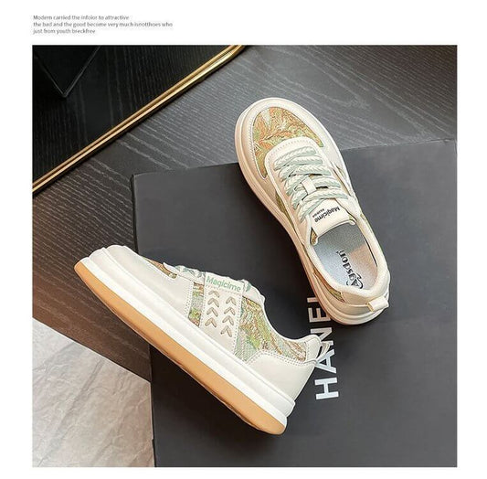 Wheat Ear Oil Painting Casual Retro Commuting Shoes $32.90 Dana Fashion Color: Beige Green size: 35 Women's shoes Product information: Lining material: imitation leather Color: beige Green, rice noodles Upper height: low top Sole craft: injection moulded