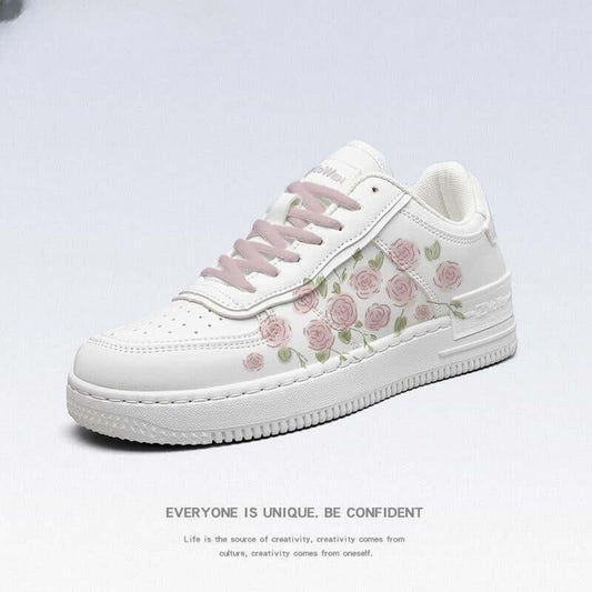 White Shoes Girls' Sneakers Autumn New $77.50 Dana Fashion Color: White French Rose size: 35 Women's shoes Product information: Lining material: cloth Color: MW white French rose (pink and white shoelaces) Upper height: Middle top Heel shape: Other Size: