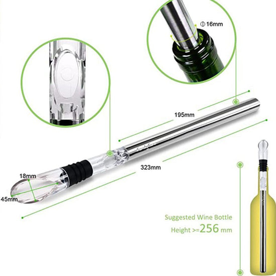 Wine Bottle Cooler Stick Stainless Steel Wine Chilling Rod Leakproof Wine Chiller Beer Beverage Frozening Stick Bar Tools $23.06 Dana Fashion Color: Black style: Box packaging Dana's Kitchen Overview: A three-in-one wine cooling rod that combines a bottle
