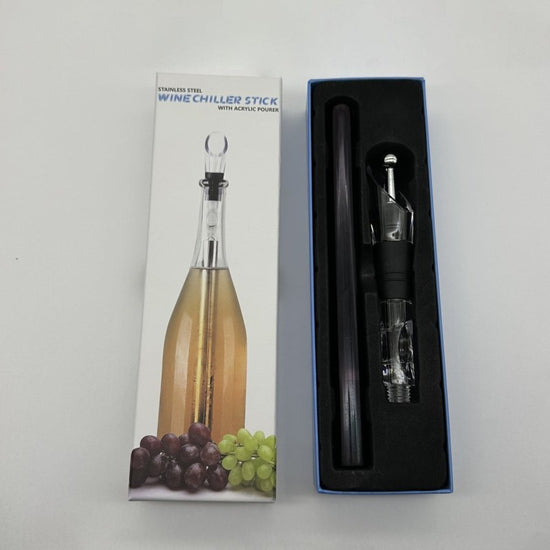 Wine Bottle Cooler Stick Stainless Steel Wine Chilling Rod Leakproof Wine Chiller Beer Beverage Frozening Stick Bar Tools $42.01 Dana Fashion Color: Black style: Box packing with wine stopper Dana's Kitchen Overview: A three-in-one wine cooling rod that c