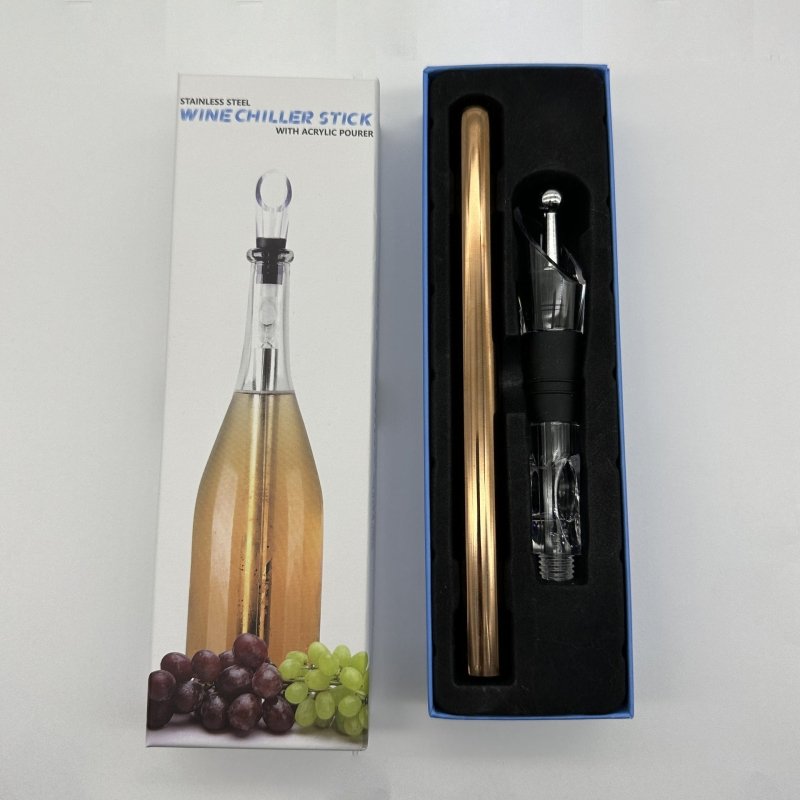Wine Bottle Cooler Stick Stainless Steel Wine Chilling Rod Leakproof Wine Chiller Beer Beverage Frozening Stick Bar Tools $31.72 Dana Fashion Color: Rose Gold style: Box packing with wine stopper Dana's Kitchen Overview: A three-in-one wine cooling rod th