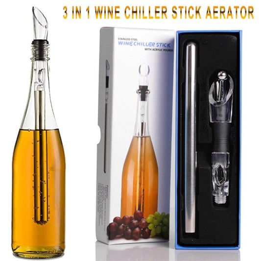 Wine Bottle Cooler Stick Stainless Steel Wine Chilling Rod Leakproof Wine Chiller Beer Beverage Frozening Stick Bar Tools $23.06 Dana Fashion Color: Black style: Box packaging Dana's Kitchen Overview: A three-in-one wine cooling rod that combines a bottle