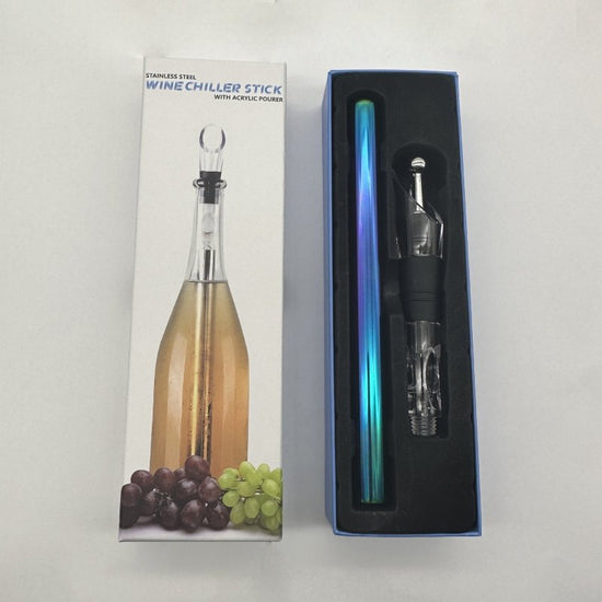 Wine Bottle Cooler Stick Stainless Steel Wine Chilling Rod Leakproof Wine Chiller Beer Beverage Frozening Stick Bar Tools $25.31 Dana Fashion Color: Colourful style: Box packing with wine stopper Dana's Kitchen Overview: A three-in-one wine cooling rod th