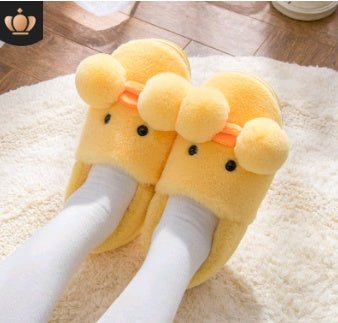 Winter cute cartoon kids cotton shoes for men and women baby shoes small yellow duck cotton slippers children $19.98 Dana Fashion Color: Brown Size: 14 Baby & Mother Type of slippers: toe slippers Sole material: TPR Applicable gender: neutral / male and f