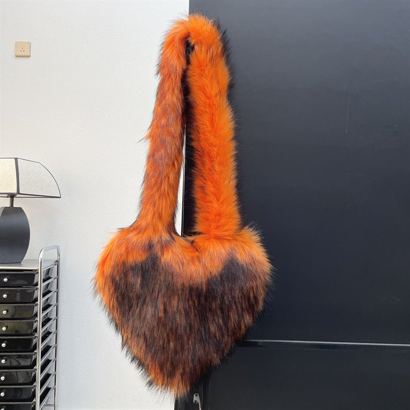 Winter Fleece Shoulder Bags Women Heart Shape Crossbody Bag Plush Large Capacity Love Bag $89.99 Dana Fashion Color: Orange Women's Bags Product information: Lining texture: Polyester Pattern: None Applicable scenarios: Daily matching Color: plain color,