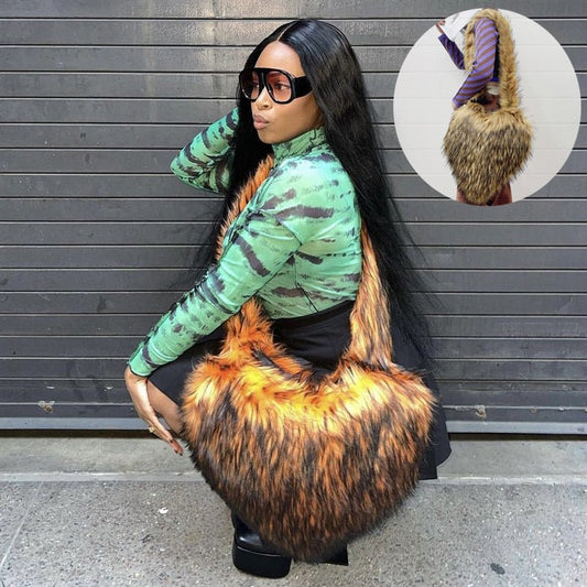 Winter Fleece Shoulder Bags Women Heart Shape Crossbody Bag Plush Large Capacity Love Bag $89.99 Dana Fashion Color: Black Women's Bags Product information: Lining texture: Polyester Pattern: None Applicable scenarios: Daily matching Color: plain color, B