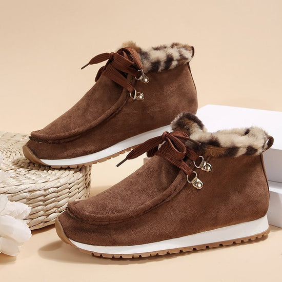 Winter Lace-up Snow Boots Casual Warm Plush Flat Shoes Women's Fleece Ankle Boot $43.54 Dana Fashion Color: Blue Size: Size36 Women's shoes Product information: Upper material: suede Sole material: rubber Upper height: Low upper Toe shape: round head Heel