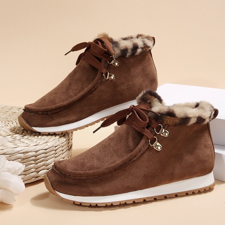 Winter Lace-up Snow Boots Casual Warm Plush Flat Shoes Women's Fleece Ankle Boot $43.54 Dana Fashion Color: Blue Size: Size36 Women's shoes Product information: Upper material: suede Sole material: rubber Upper height: Low upper Toe shape: round head Heel