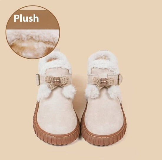 Winter Plush Thick Midsole Snow Boots $129.50 Dana Fashion Color: Apricot color Size: 35 Women's shoes Overview: Unique design, stylish and beautiful. Good material, comfortable feet. A variety of colors, any choice. Specification: Pattern: Solid color Sh