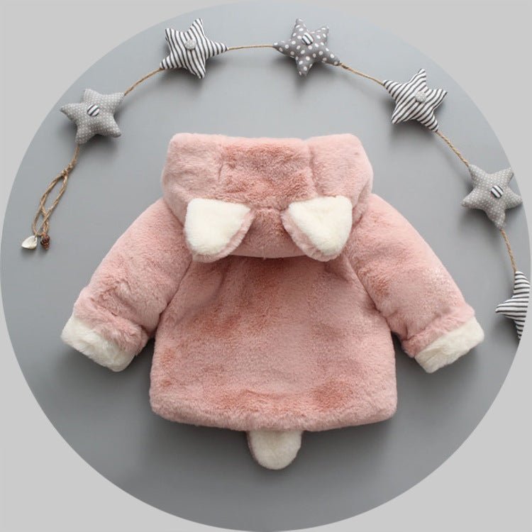 Winter popular girl's plush plush coat baby $28.98 Dana Fashion Color: Grey Size: 100cm Baby Clothing Applicable gender: Female Style: Korean version Suitable age: infant (1-3 years old, 80-100cm) Suitable season: Winter Collar type: round neck Fabric tec