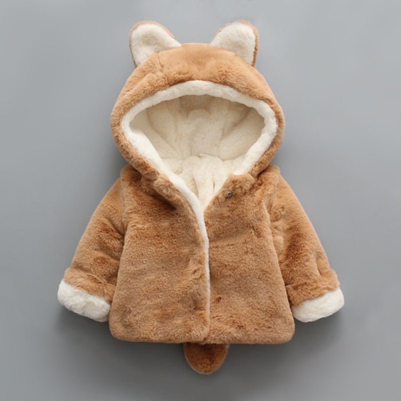 Winter popular girl's plush plush coat baby $28.98 Dana Fashion Color: Yellow Size: 100cm Baby Clothing Applicable gender: Female Style: Korean version Suitable age: infant (1-3 years old, 80-100cm) Suitable season: Winter Collar type: round neck Fabric t