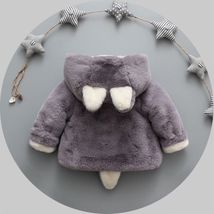 Winter popular girl's plush plush coat baby $28.98 Dana Fashion Color: Grey Size: 100cm Baby Clothing Applicable gender: Female Style: Korean version Suitable age: infant (1-3 years old, 80-100cm) Suitable season: Winter Collar type: round neck Fabric tec