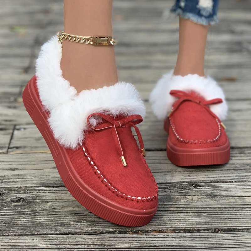 Winter Round Head Thick Bottom Velvet Warm Cotton Shoes Women $34.01 Dana Fashion Color: Red And White Size: 36 Women's shoes Product information: Pattern: solid color Lining material: pu Applicable sports: Universal Color: black, red and white, white, re