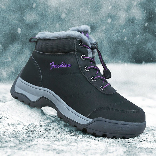 Winter Snow Boots For The Elderly Cotton Thickening Thermal Cotton Shoes $49.99 Dana Fashion Color: Black And Gray Size: 36 Women's shoes Product information: Lining material: artificial plush Color: Black gray, dark blue Rose Red, black purple, purple Up