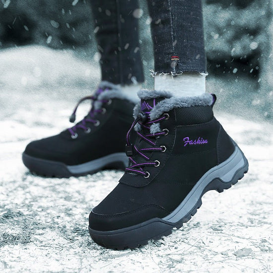 Winter Snow Boots For The Elderly Cotton Thickening Thermal Cotton Shoes $49.99 Dana Fashion Color: Black And Purple Size: 36 Women's shoes Product information: Lining material: artificial plush Color: Black gray, dark blue Rose Red, black purple, purple