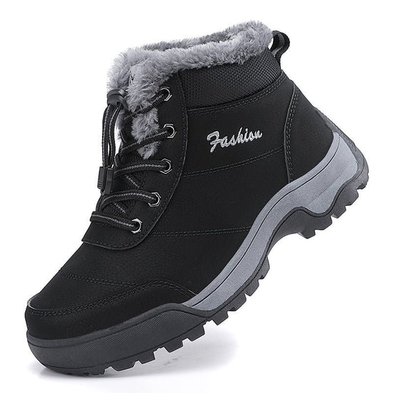 Winter Snow Boots For The Elderly Cotton Thickening Thermal Cotton Shoes $49.99 Dana Fashion Color: Black And Gray Size: 36 Women's shoes Product information: Lining material: artificial plush Color: Black gray, dark blue Rose Red, black purple, purple Up