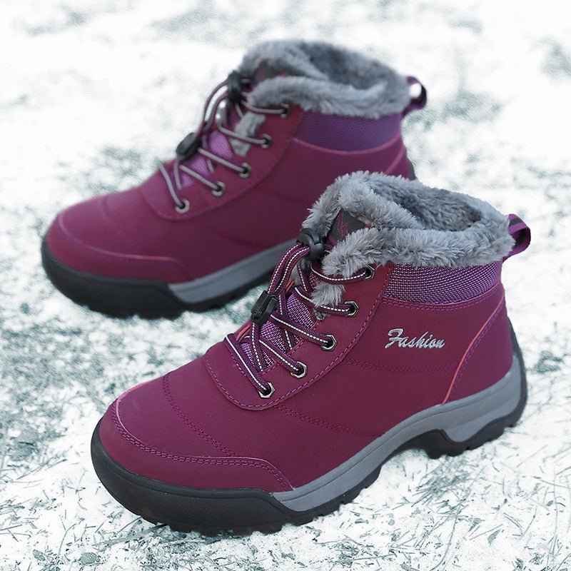 Winter Snow Boots For The Elderly Cotton Thickening Thermal Cotton Shoes $49.99 Dana Fashion Color: Purple Size: 36 Women's shoes Product information: Lining material: artificial plush Color: Black gray, dark blue Rose Red, black purple, purple Upper heig