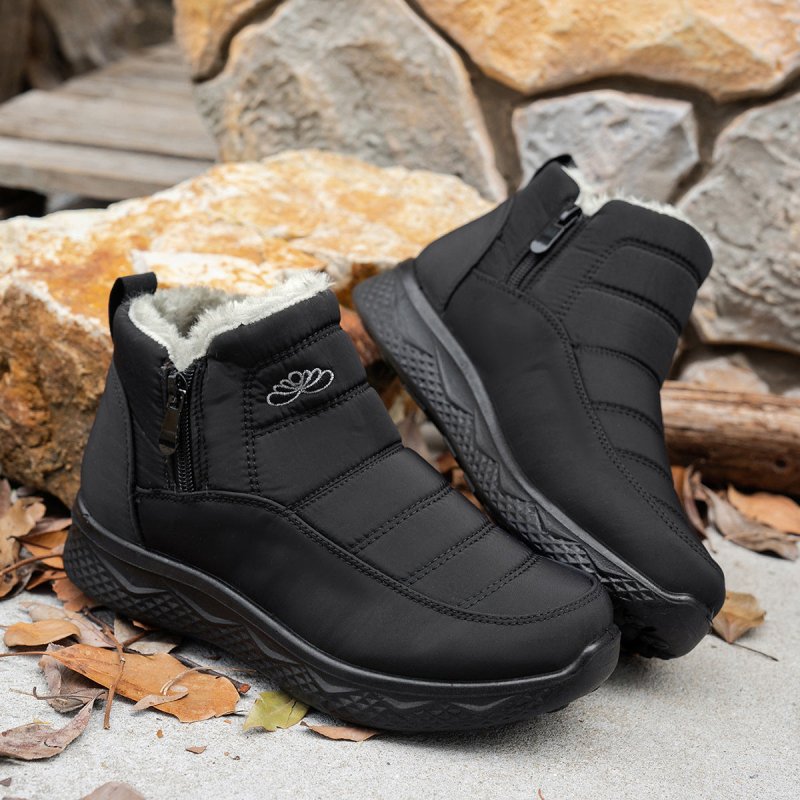Winter Snow Boots WIth Side Zipper Casual Warm Plush Flat Shoes Women's Fleece Ankle Boot $40.74 Dana Fashion Color: Black Size: Size35 Women's shoes Product information: Upper material: satin Sole material: PU Upper height: medium upper Toe shape: round