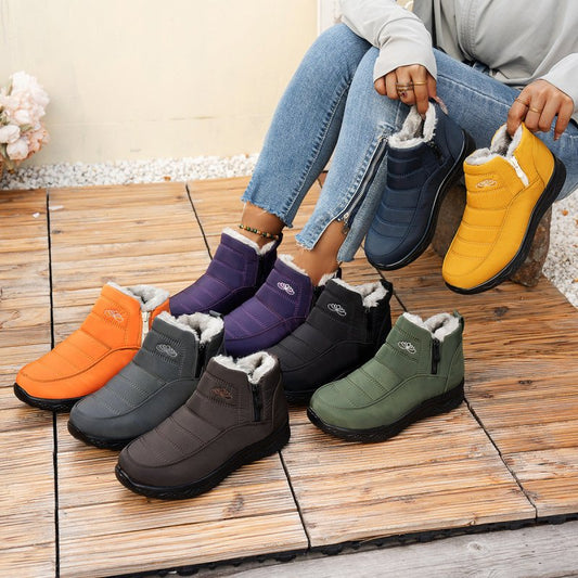 Winter Snow Boots WIth Side Zipper Casual Warm Plush Flat Shoes Women's Fleece Ankle Boot $40.74 Dana Fashion Color: Black Size: Size35 Women's shoes Product information: Upper material: satin Sole material: PU Upper height: medium upper Toe shape: round