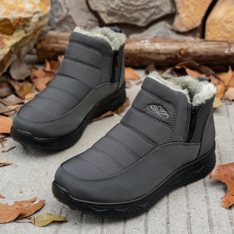 Winter Snow Boots WIth Side Zipper Casual Warm Plush Flat Shoes Women's Fleece Ankle Boot $40.74 Dana Fashion Color: Grey Size: Size35 Women's shoes Product information: Upper material: satin Sole material: PU Upper height: medium upper Toe shape: round h