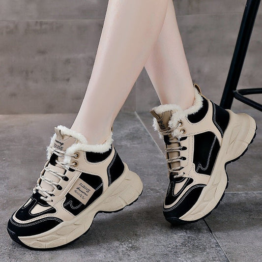 Winter Thermal Fleece-lined Sneakers Women $46.28 Dana Fashion Color: Black Size: 35 Women's shoes Product information: Color: black, gray, blue Heel height: mid heel (3-5CM) Heel shape: flat heel Size: 35, 36, 37, 38, 39, 40 Sole material: Plastic Toe ho