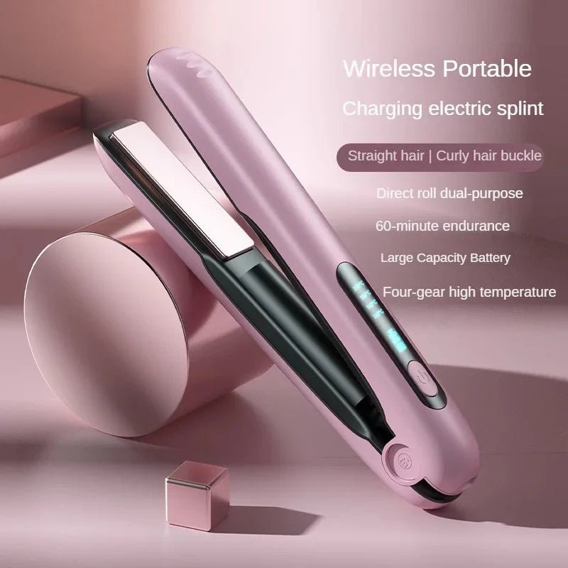 Wireless Hair Straightener Flat Iron Mini 2 IN 1 Roller USB 5000mAh Max 200 Degree Portable Cordless Curler 4 Levels Dry And Wet Uses $39.00 Dana Fashion Color: Black Beauty Tools Overview: [4 Adjustable Temperature Setting ]flat iron with adjustable temp