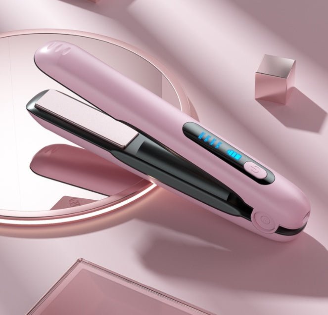 Wireless Hair Straightener Flat Iron Mini 2 IN 1 Roller USB 5000mAh Max 200 Degree Portable Cordless Curler 4 Levels Dry And Wet Uses $39.00 Dana Fashion Color: Pink Beauty Tools Overview: [4 Adjustable Temperature Setting ]flat iron with adjustable tempe