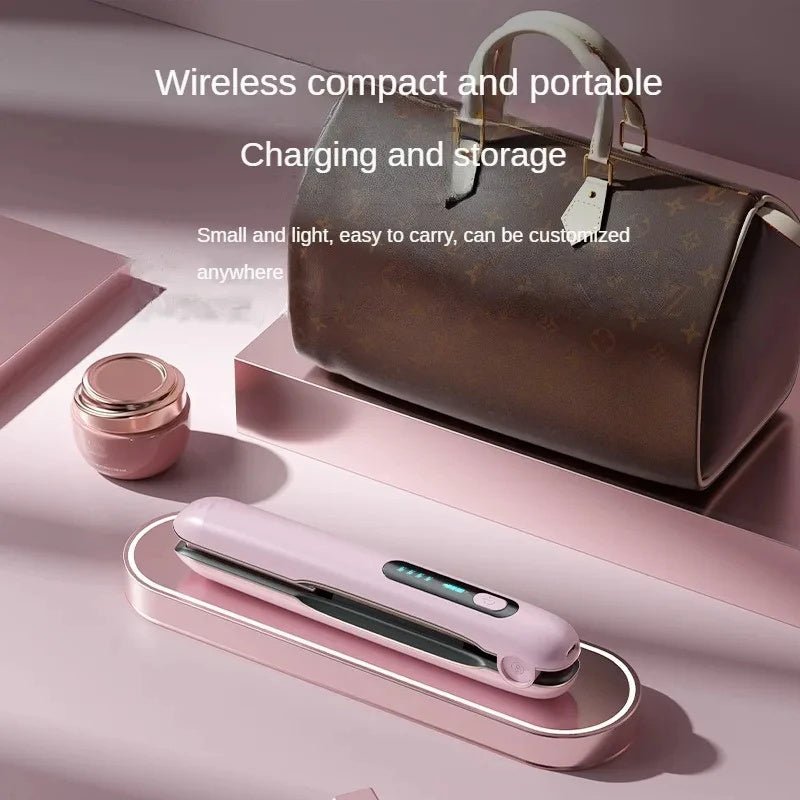 Wireless Hair Straightener Flat Iron Mini 2 IN 1 Roller USB 5000mAh Max 200 Degree Portable Cordless Curler 4 Levels Dry And Wet Uses $39.00 Dana Fashion Color: Black Beauty Tools Overview: [4 Adjustable Temperature Setting ]flat iron with adjustable temp