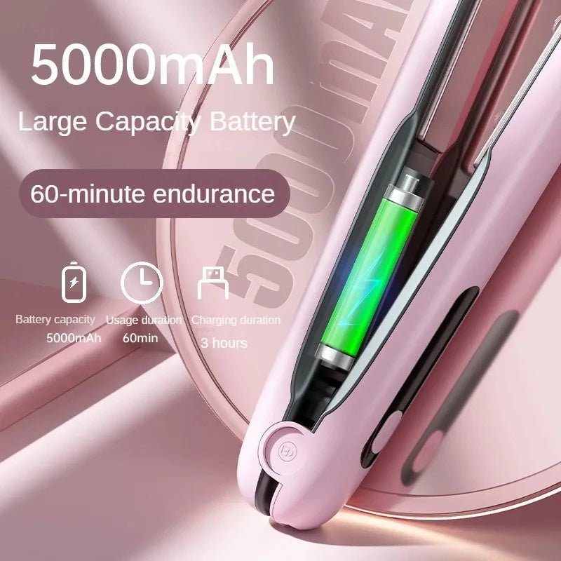 Wireless Hair Straightener Flat Iron Mini 2 IN 1 Roller USB 5000mAh Max 200 Degree Portable Cordless Curler 4 Levels Dry And Wet Uses $39.00 Dana Fashion Color: Black Beauty Tools Overview: [4 Adjustable Temperature Setting ]flat iron with adjustable temp