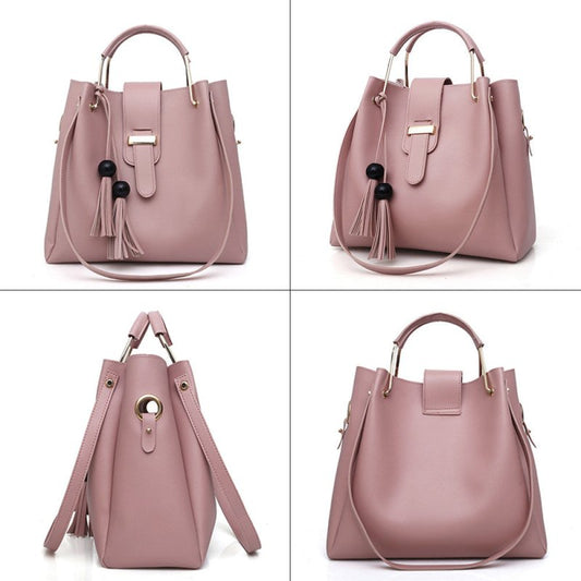 Women 3Pcs Or Set Handbags PU Leather Shoulder Bags Casual Tote Bag Tassel Metal Handle Designer Composite Bags $59.99 Dana Fashion Color: Beige Women's Bags Feature: This bag will makes you more fashion, sexy, elegant and confident. Best gifts for girlfr