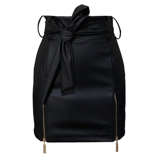 Women Bandage PU Leather Ladies Short Mini Skirts $49.50 Dana Fashion Color: Black Size: L Women's clothing Product information: Fabric name: Flannel Main fabric ingredient content: 10% or less Color: black,Khaki,WHITE Size Information: Size: S/M/L/XL Not