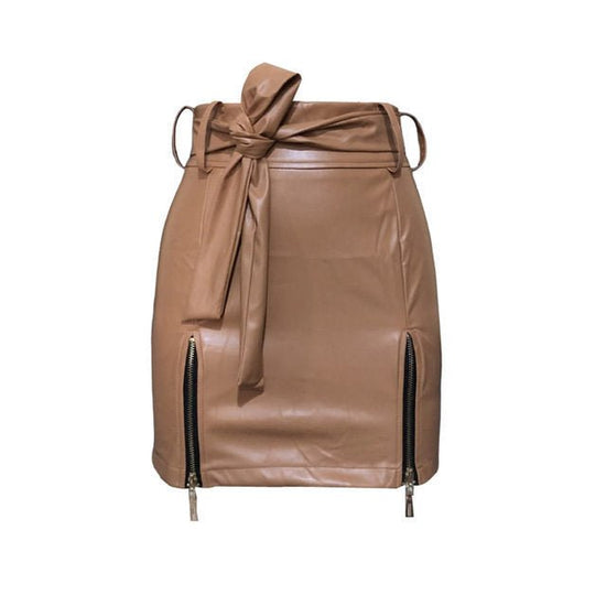 Women Bandage PU Leather Ladies Short Mini Skirts $49.50 Dana Fashion Color: Khaki Size: L Women's clothing Product information: Fabric name: Flannel Main fabric ingredient content: 10% or less Color: black,Khaki,WHITE Size Information: Size: S/M/L/XL Not