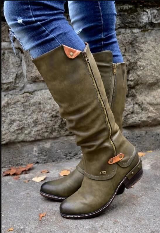 Women Boots $49.99 Dana Fashion Size: 35 Color: Army Green Women's clothing Upper material: artificial PU Sole Material: Rubber Applicable gender: female Toe shape: round head Heel shape: rough heel Heel height: high heel (1-3CM) Popular boots: booties In