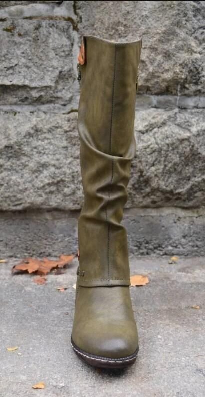 Women Boots $49.99 Dana Fashion Size: 35 Color: Army Green Women's clothing Upper material: artificial PU Sole Material: Rubber Applicable gender: female Toe shape: round head Heel shape: rough heel Heel height: high heel (1-3CM) Popular boots: booties In