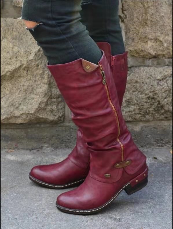 Women Boots $49.99 Dana Fashion Size: 35 Color: Red Women's clothing Upper material: artificial PU Sole Material: Rubber Applicable gender: female Toe shape: round head Heel shape: rough heel Heel height: high heel (1-3CM) Popular boots: booties Inner mat