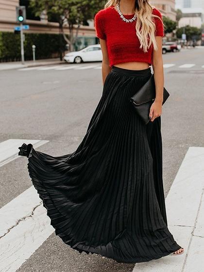 Women Fashion Casual Skirt Girls High Waist Long Skirts $50.00 Dana Fashion Color: Black Size: L Women's clothing Product information Pattern: plain Main fabric composition: Chiffon The content of the main fabric ingredient: 30%-50% Lining composition: po