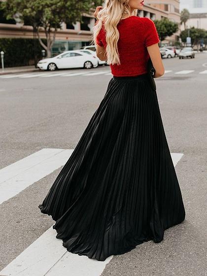 Women Fashion Casual Skirt Girls High Waist Long Skirts $50.00 Dana Fashion Color: Black Size: L Women's clothing Product information Pattern: plain Main fabric composition: Chiffon The content of the main fabric ingredient: 30%-50% Lining composition: po