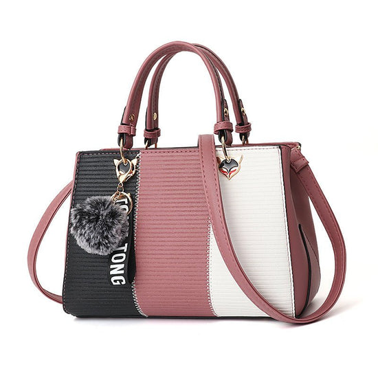 Women Hairball Ornaments Totes Patchwork Handbag Party Purse Ladies Messenger Crossbody Shoulder Bags Women Handbags $59.16 Dana Fashion Color: Pink Women's Bags Design: Shoulder bag ,handbag Material: PU Leather Size: 29*14*20cm
