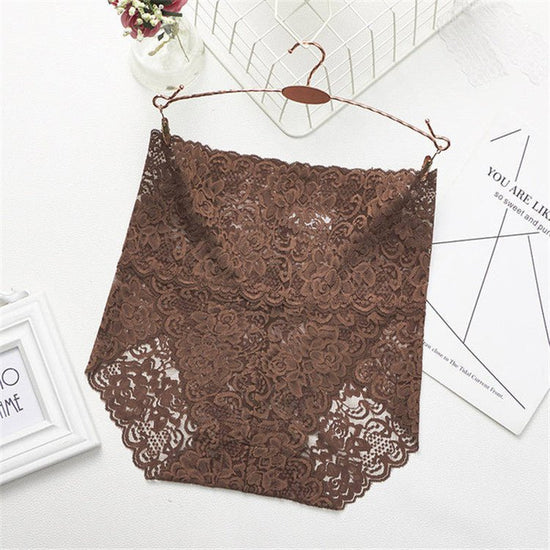 Women Sexy Lace Underwear $38.00 Dana Fashion Color: Coffee Size: 3XL Women's clothing Description Features: Brand New and high quality! Fashion design, transparent lace with floral makes you look more sexy. Style: Sexy, Fashion Type: High Waist Briefs Ma