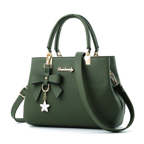 Women Shoulder Bag With Bowknot Star Pendant Totes $47.00 Dana Fashion Color: Green Women's Bags Product information: Color: wine red, light gray, green, dark blue, black, oak pink, brown Style: urban simplicity Material: PU Luggage Trend Style: Killer Ba
