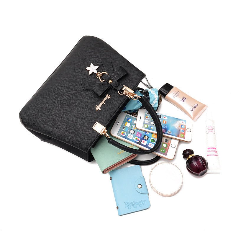 Women Shoulder Bag With Bowknot Star Pendant Totes $47.00 Dana Fashion Color: Black Women's Bags Product information: Color: wine red, light gray, green, dark blue, black, oak pink, brown Style: urban simplicity Material: PU Luggage Trend Style: Killer Ba