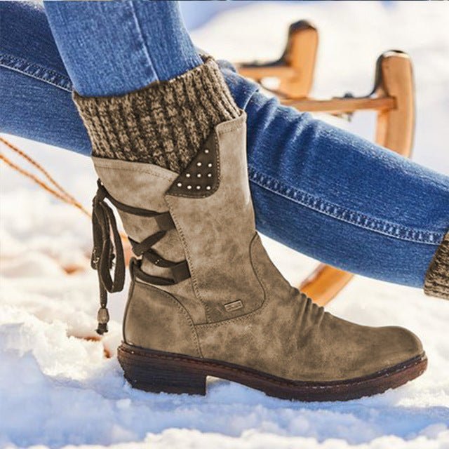 Women Winter Boots Mid-Calf Snow Boots $40.00 Dana Fashion Color: Khaki Size: 35 Women's shoes Product information: SUpper material: microfiber Sole Material: Rubber Color: red, black, purple, blue, khaki, gray Size: 35,36,37,38,39,40,41,42,43 Popular boo
