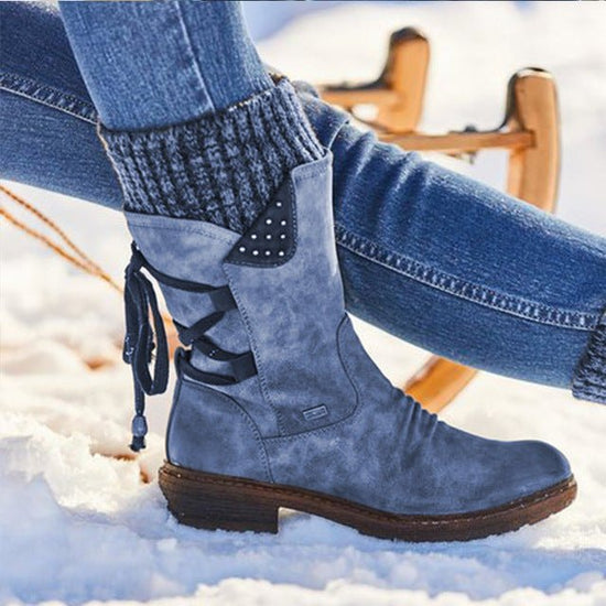 Women Winter Boots Mid-Calf Snow Boots $40.00 Dana Fashion Color: Blue Size: 35 Women's shoes Product information: SUpper material: microfiber Sole Material: Rubber Color: red, black, purple, blue, khaki, gray Size: 35,36,37,38,39,40,41,42,43 Popular boot