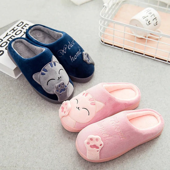 Women Winter Warm Slippers Cartoon Cat Shoes Furry Plush Slides Round $31.99 Dana Fashion Color: Brown Shoe Size: 44-45 Shoes Type: Home Cotton Shoes Applicable Place: Indoor Upper Material: Cotton Fabric Closure Type: Pull On Heel Height: Flat (≤1cm) Hig