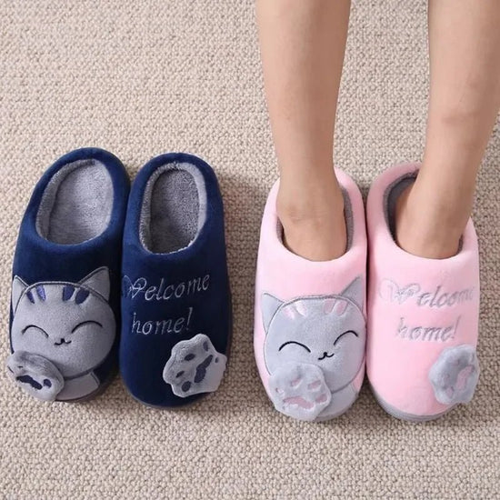 Women Winter Warm Slippers Cartoon Cat Shoes Furry Plush Slides Round $31.99 Dana Fashion Color: Brown Shoe Size: 44-45 Shoes Type: Home Cotton Shoes Applicable Place: Indoor Upper Material: Cotton Fabric Closure Type: Pull On Heel Height: Flat (≤1cm) Hig