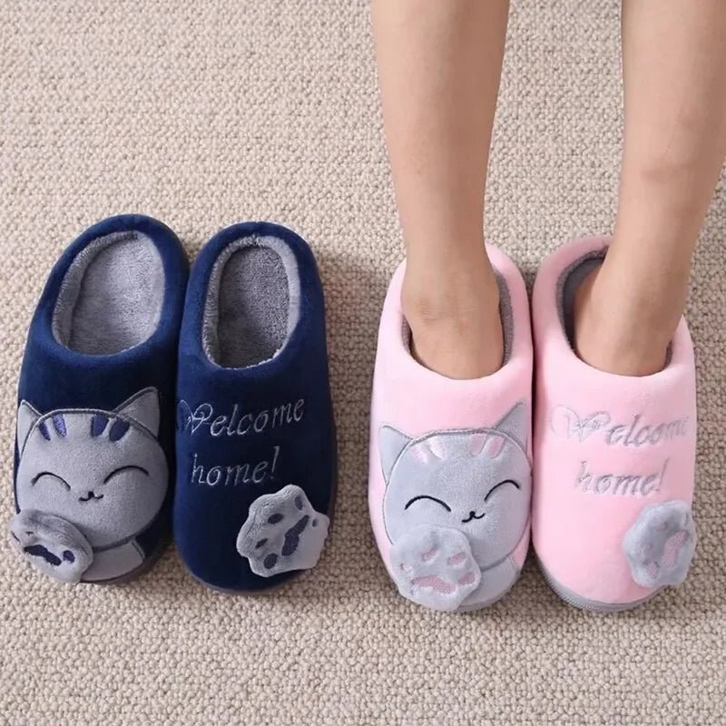 Women Winter Warm Slippers Cartoon Cat Shoes Furry Plush Slides Round $31.99 Dana Fashion Color: Brown Shoe Size: 44-45 Shoes Type: Home Cotton Shoes Applicable Place: Indoor Upper Material: Cotton Fabric Closure Type: Pull On Heel Height: Flat (≤1cm) Hig