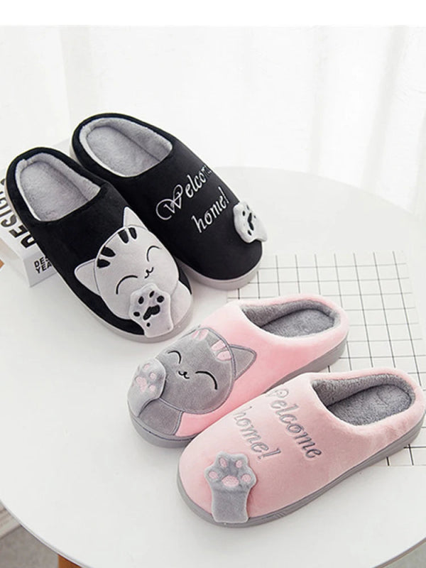 Women Winter Warm Slippers Cartoon Cat Shoes Furry Plush Slides Round $31.99 Dana Fashion Color: Brown Shoe Size: 44-45 Shoes Type: Home Cotton Shoes Applicable Place: Indoor Upper Material: Cotton Fabric Closure Type: Pull On Heel Height: Flat (≤1cm) Hig