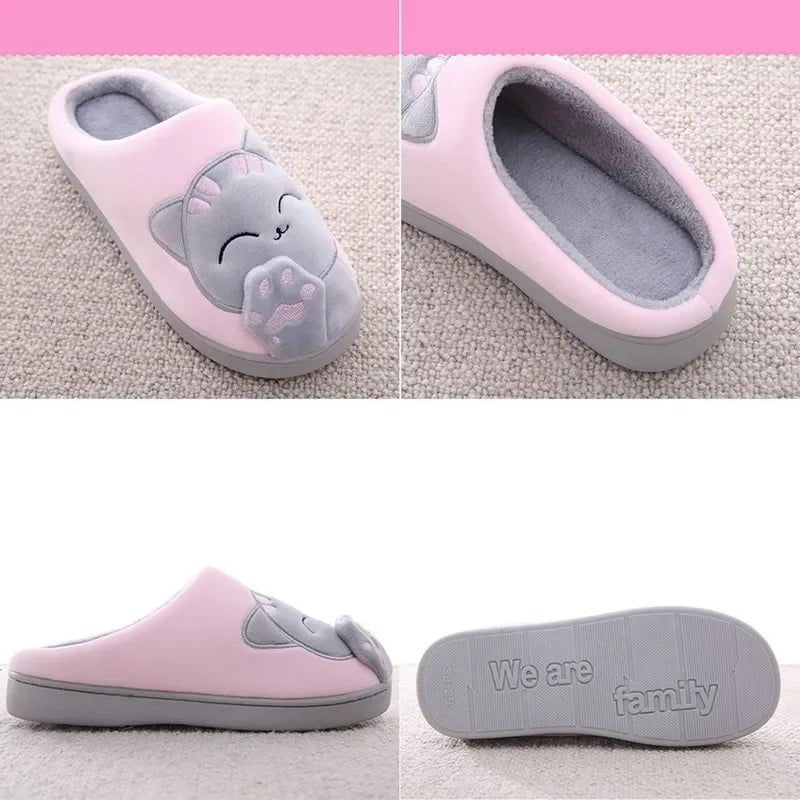 Women Winter Warm Slippers Cartoon Cat Shoes Furry Plush Slides Round $31.99 Dana Fashion Color: Brown Shoe Size: 44-45 Shoes Type: Home Cotton Shoes Applicable Place: Indoor Upper Material: Cotton Fabric Closure Type: Pull On Heel Height: Flat (≤1cm) Hig